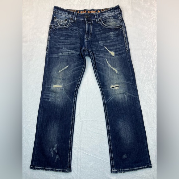 RARE Rock Revival Laster Boot Jeans Size 36 - Picture 2 of 7